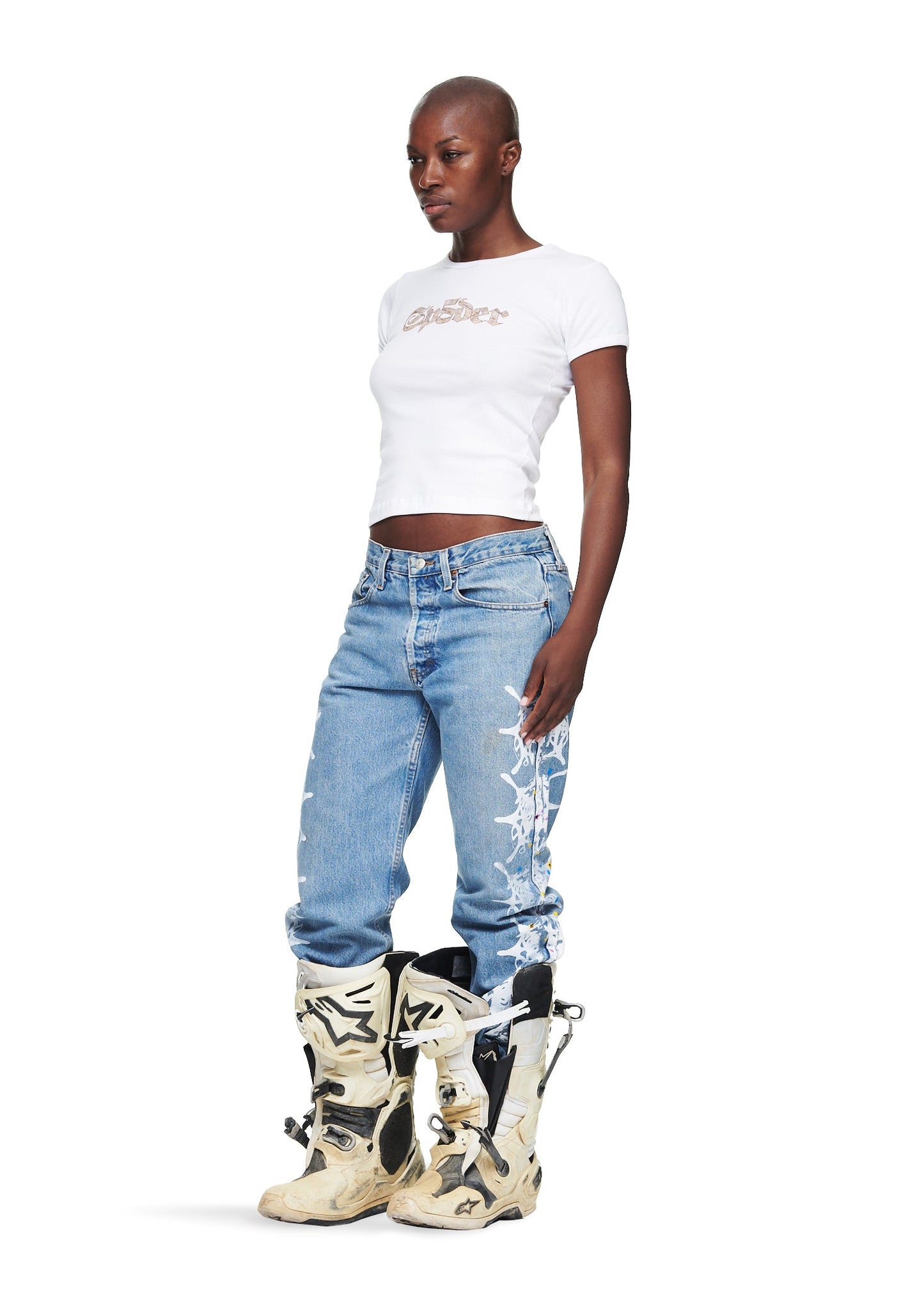 Sp5der White Juan V2 Baby Tee