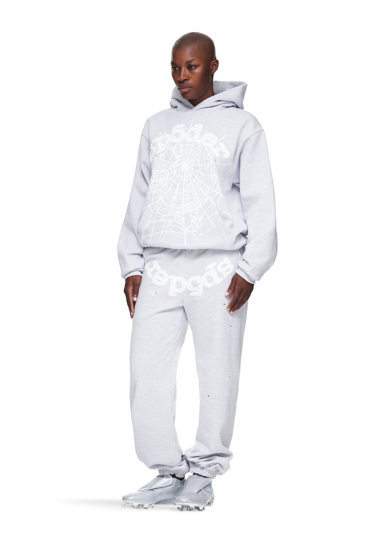 SP5DER OG Web Hoodie – Heather Grey - Detail View 4