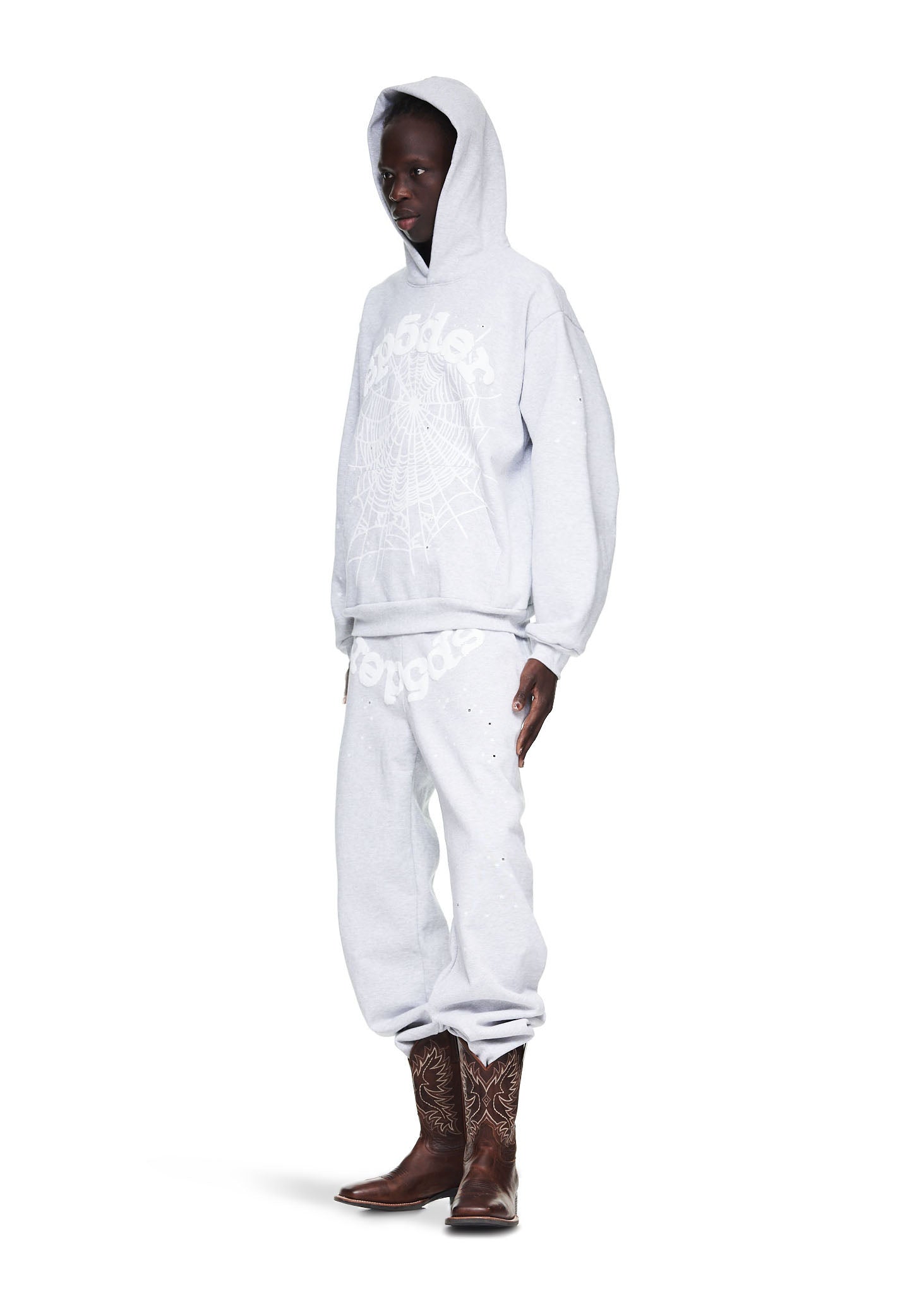 SP5DER OG Web Hoodie – Heather Grey - Detail View 5