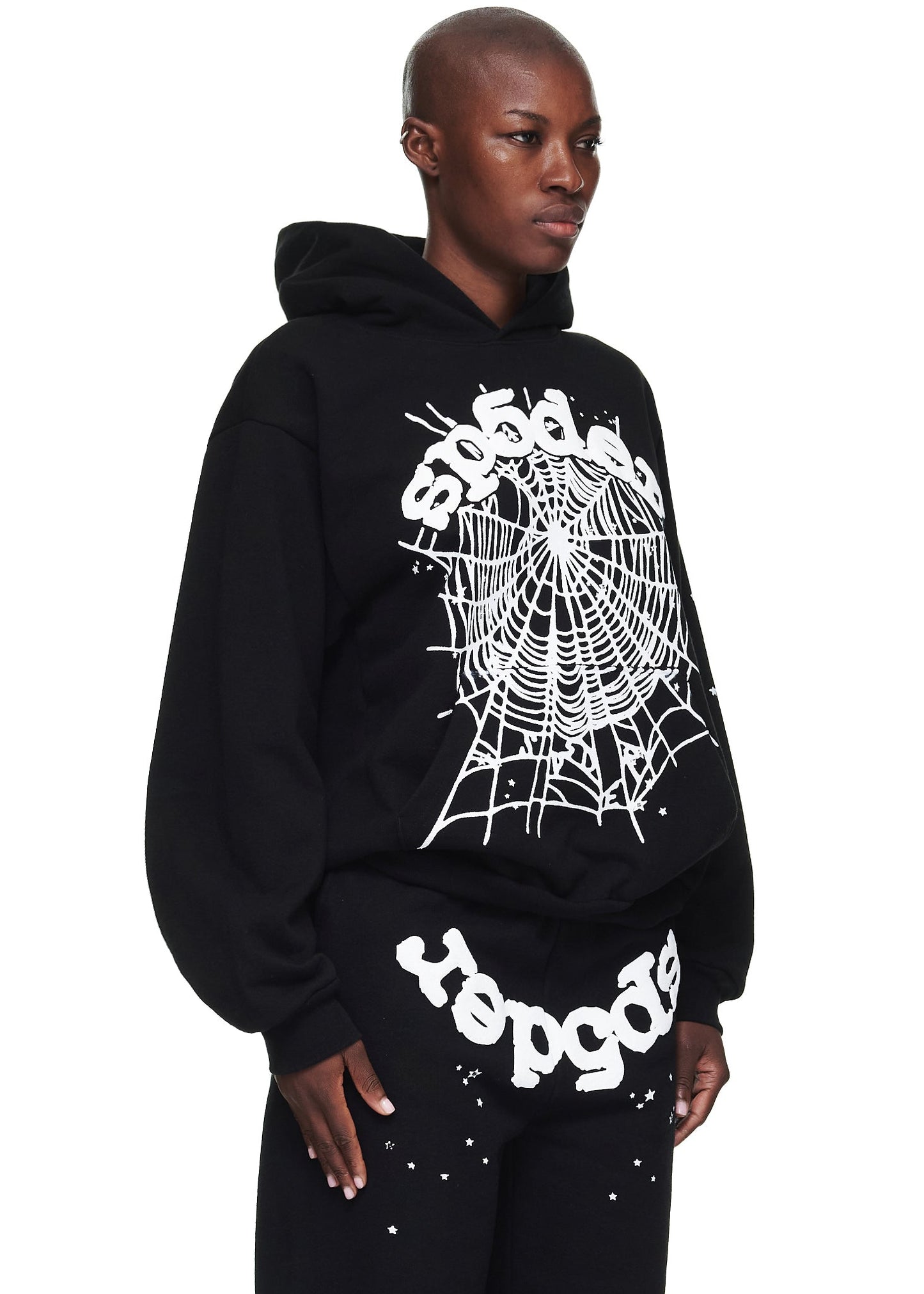 SP5DER OG Web Hoodie – Black - Detail View 2