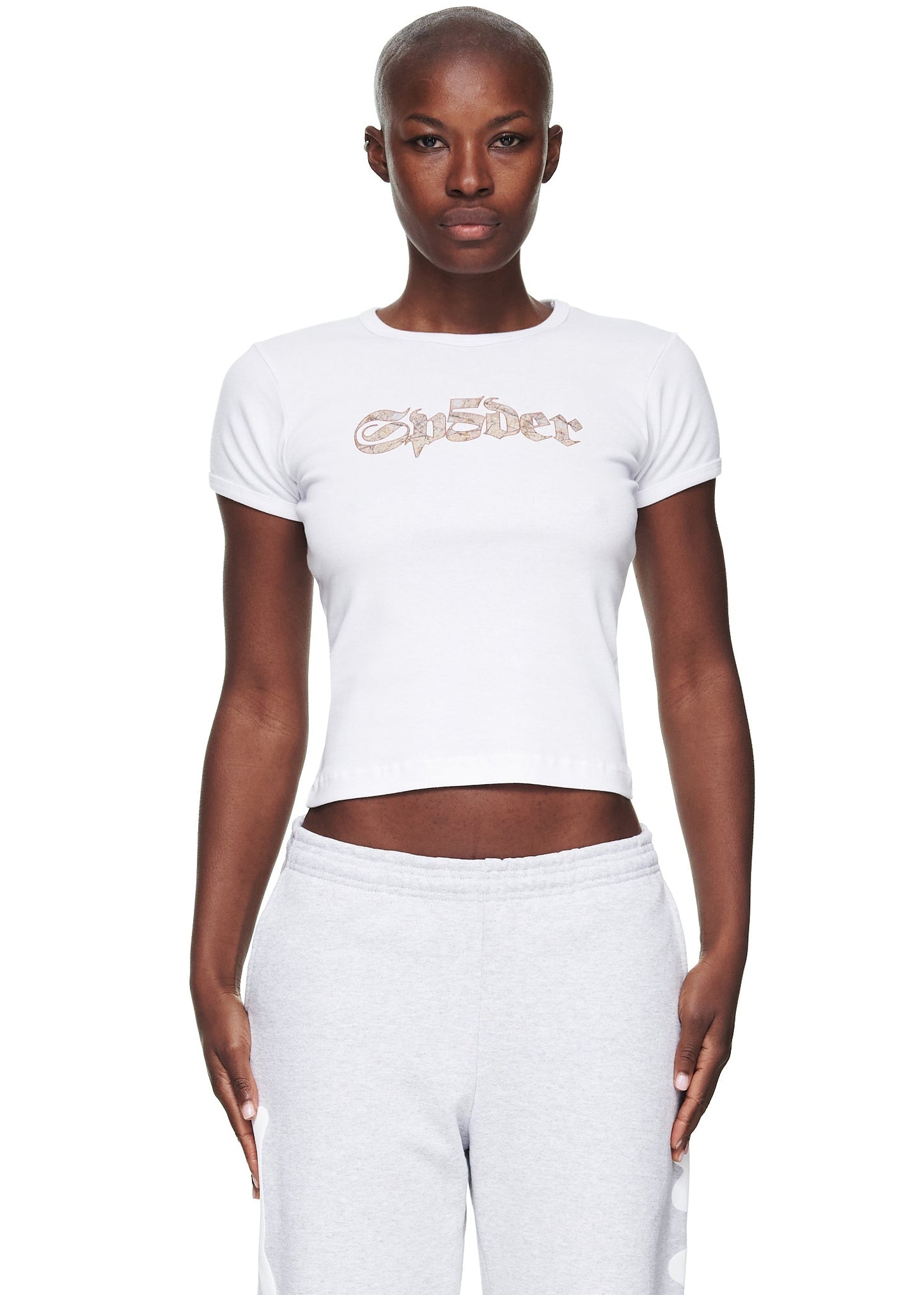 Sp5der White Juan V2 Baby Tee
