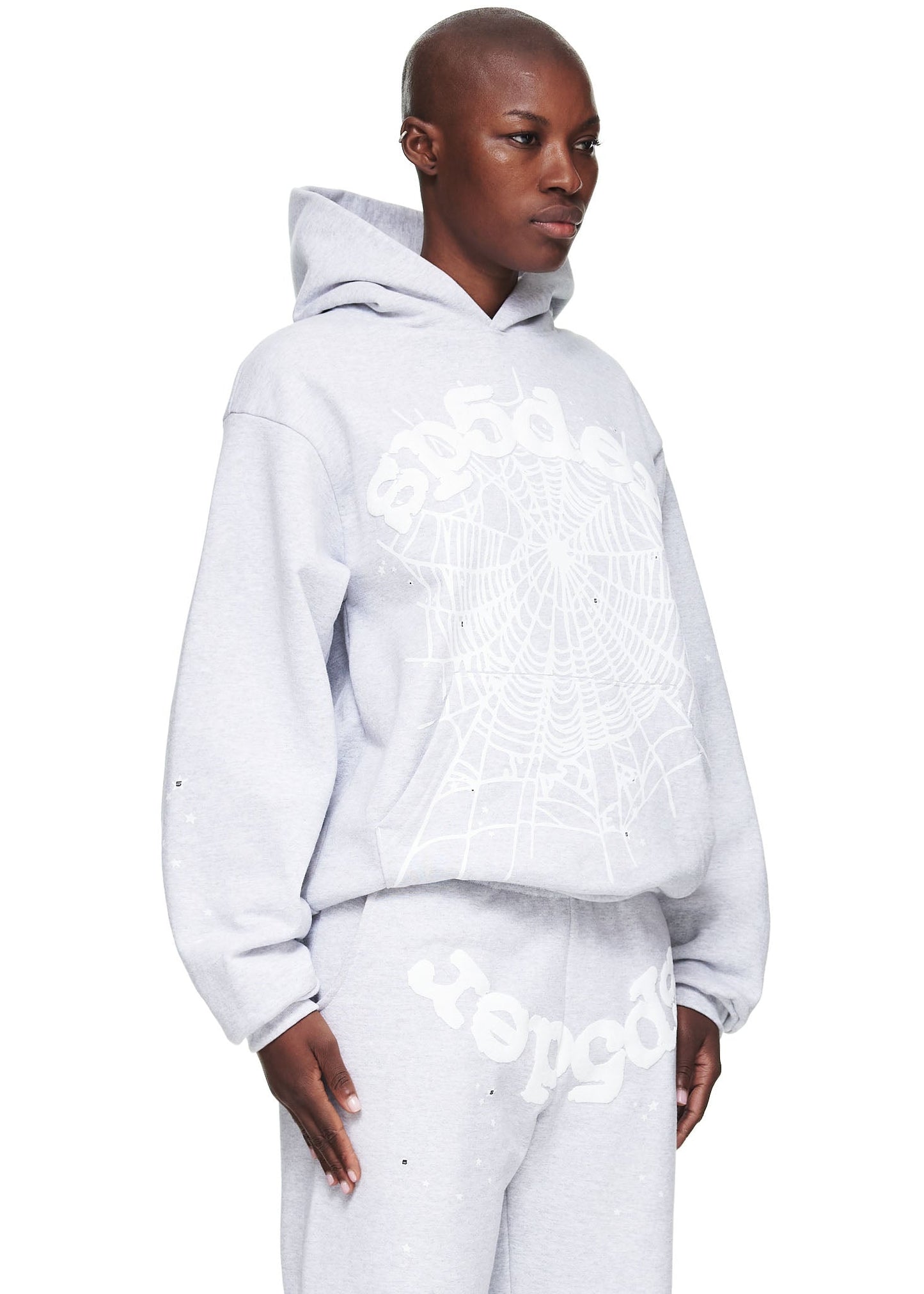 SP5DER OG Web Hoodie – Heather Grey - Detail View 2
