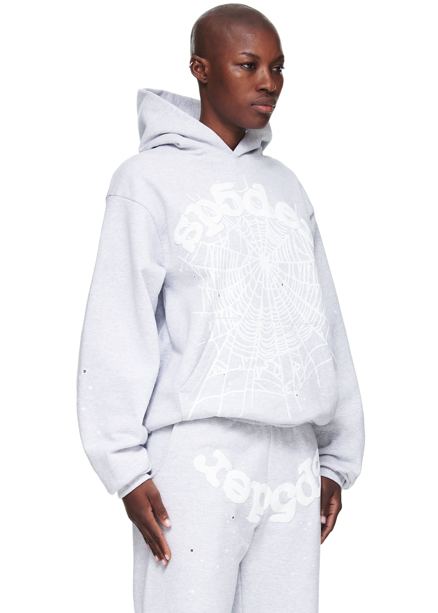 SP5DER OG Web Hoodie – Heather Grey - Detail View 2