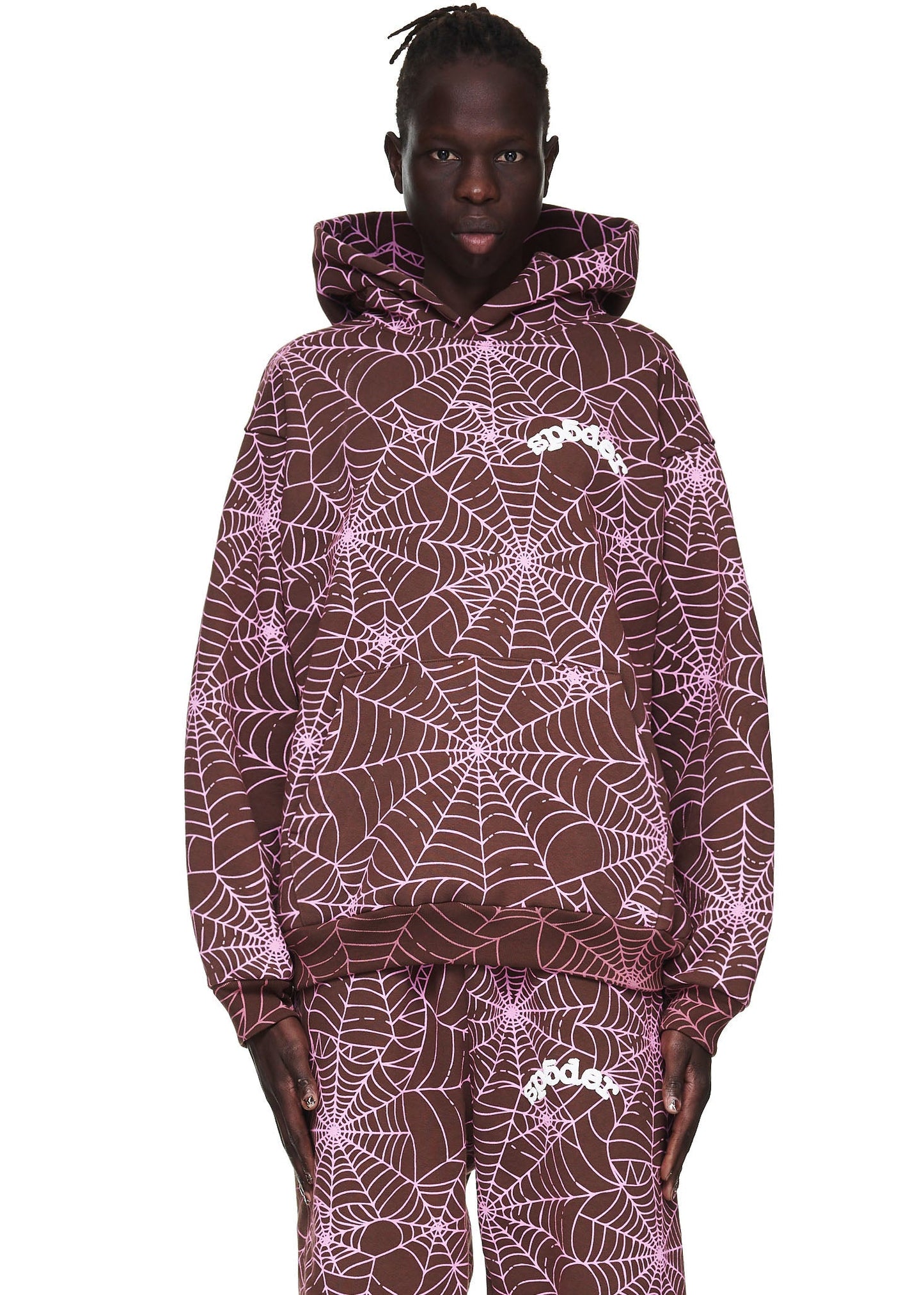 SP5DER AOP Web Hoodie – Brown - Detail View 1