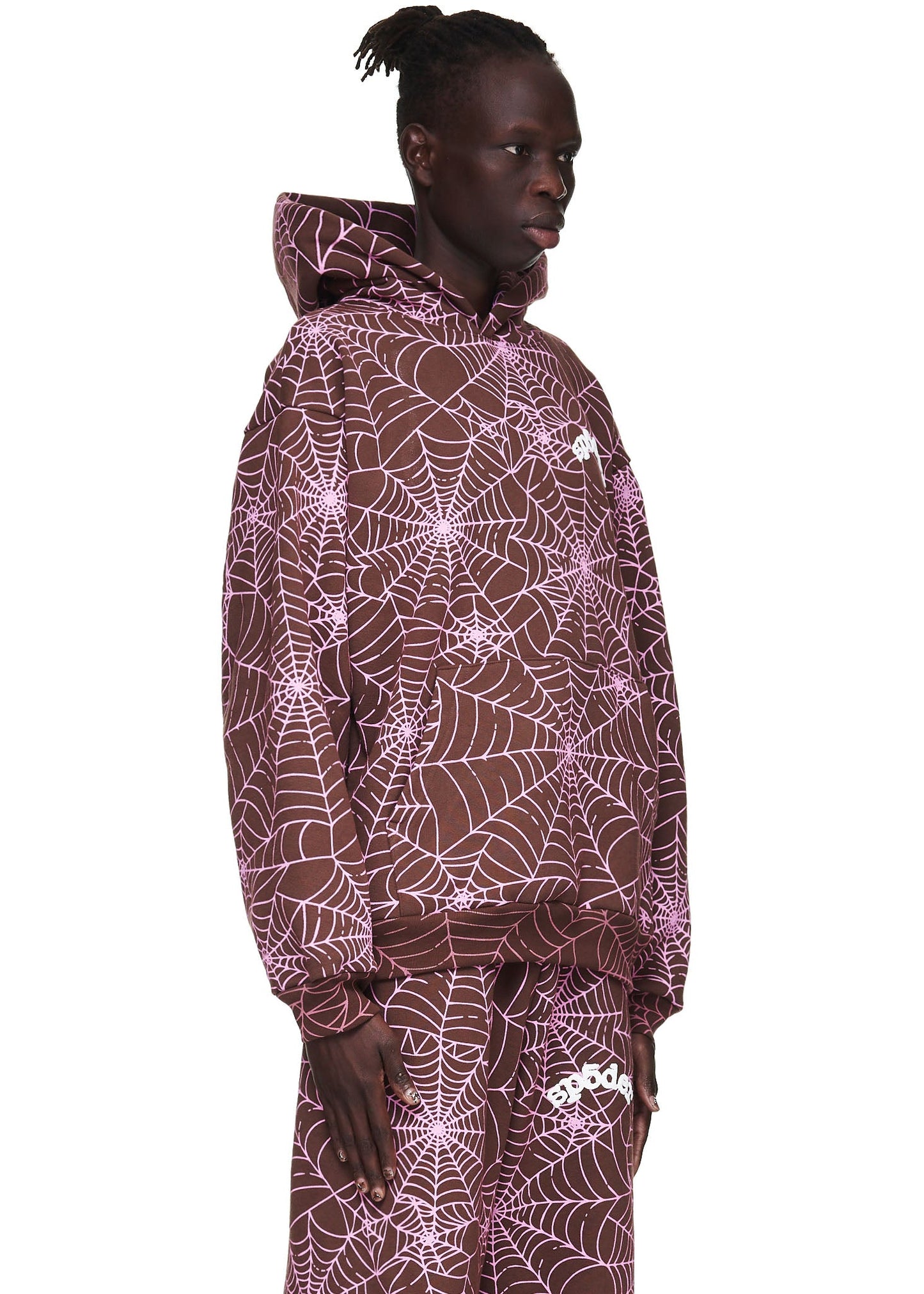 SP5DER AOP Web Hoodie – Brown - Detail View 2