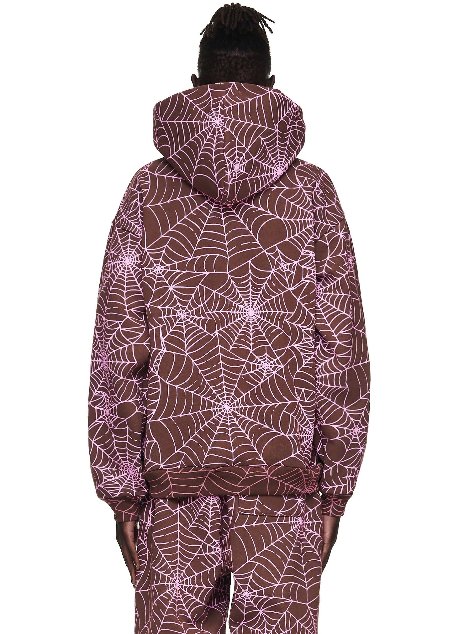 SP5DER AOP Web Hoodie – Brown - Detail View 3