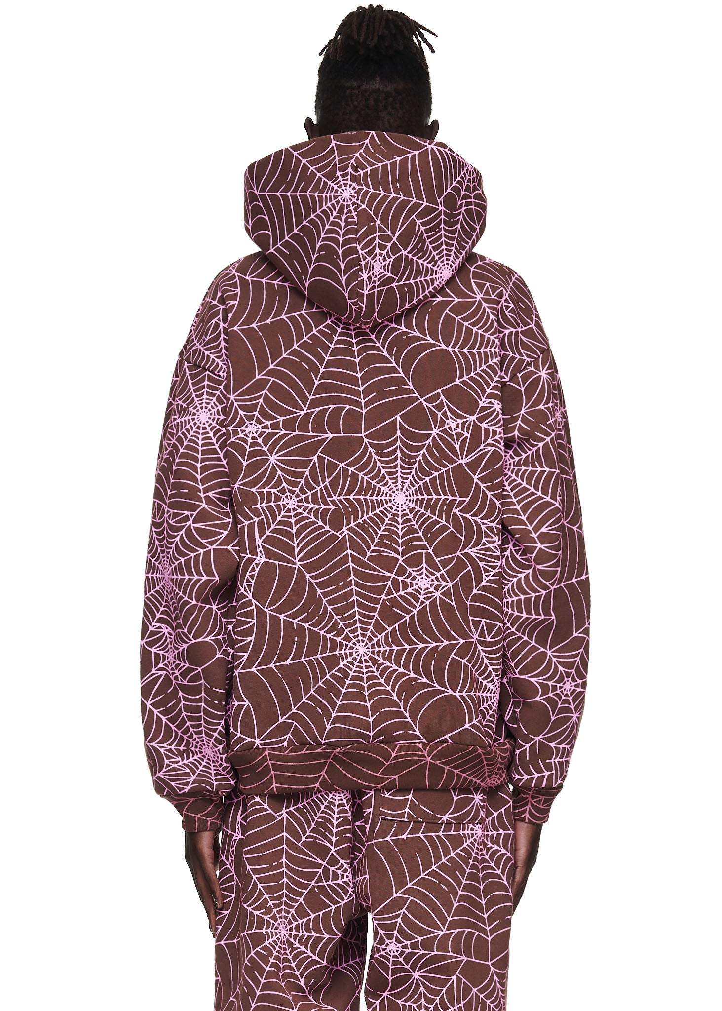 SP5DER AOP Web Hoodie – Brown - Detail View 3