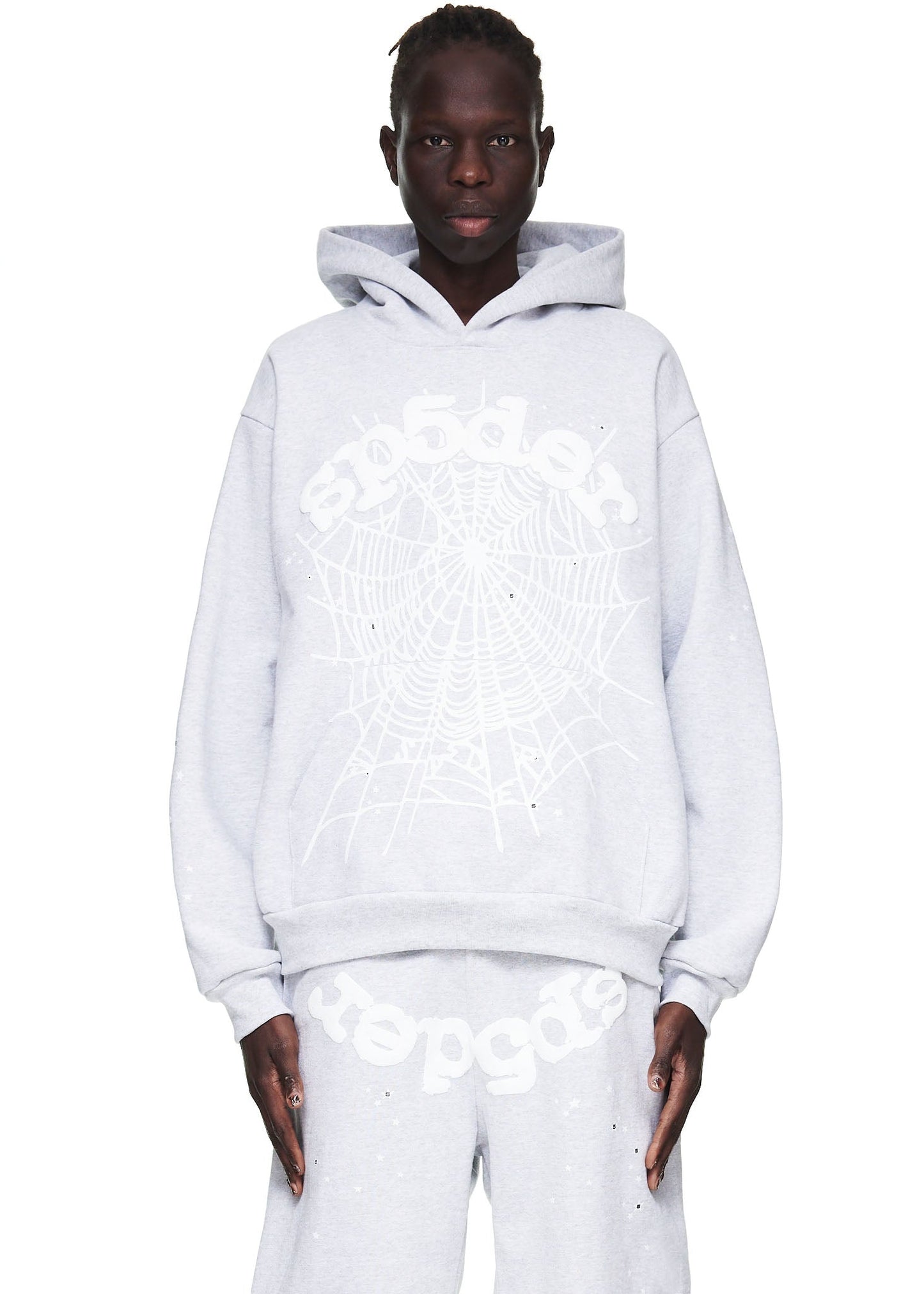 SP5DER OG Web Hoodie – Heather Grey - Detail View 1