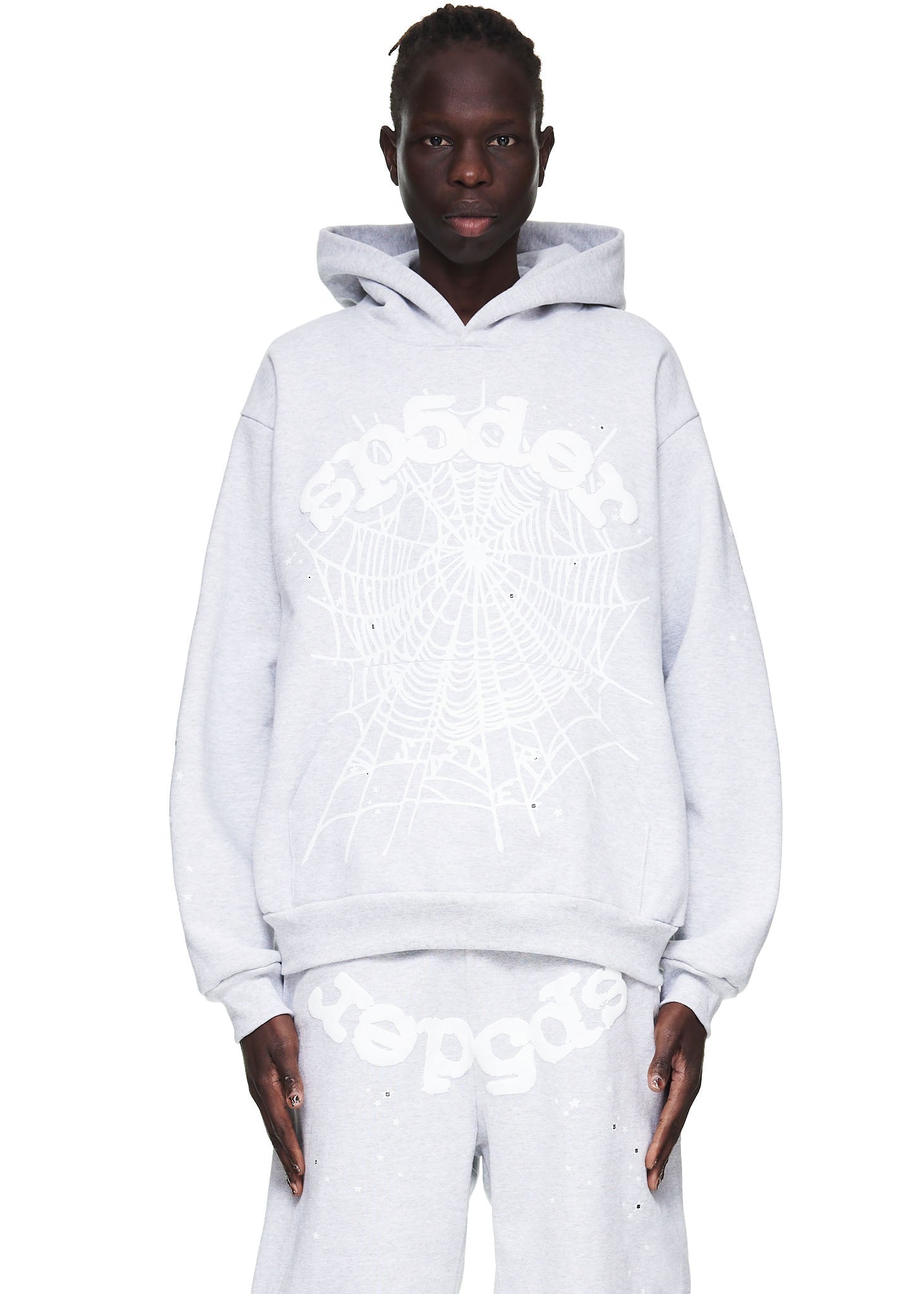 SP5DER OG Web Hoodie – Heather Grey - Detail View 1