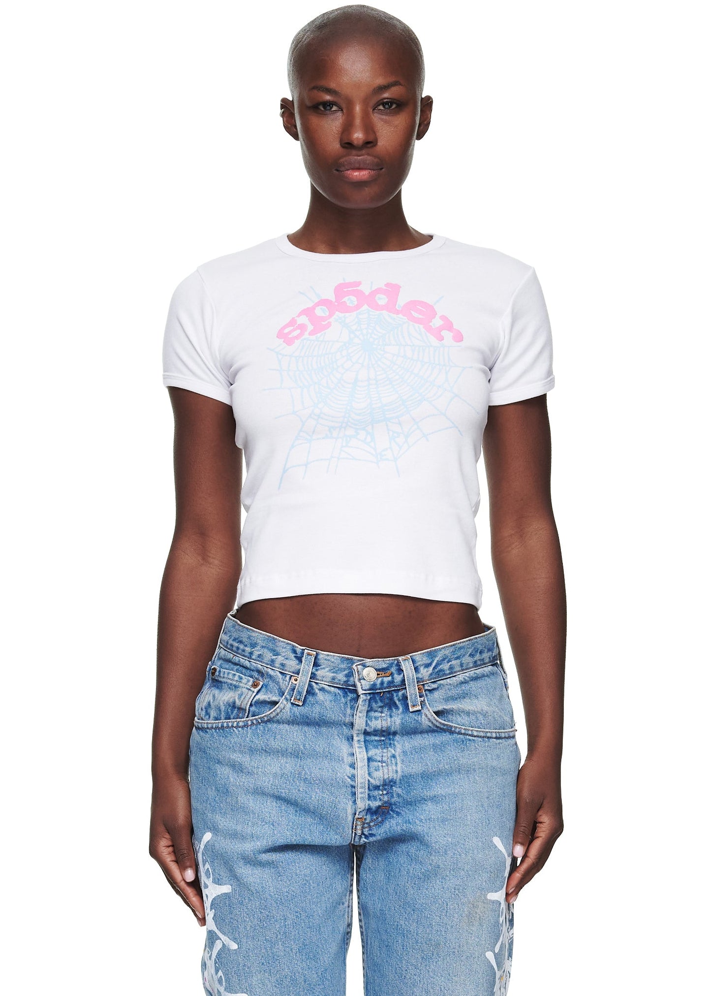 Sp5der White OG Web Baby Tee