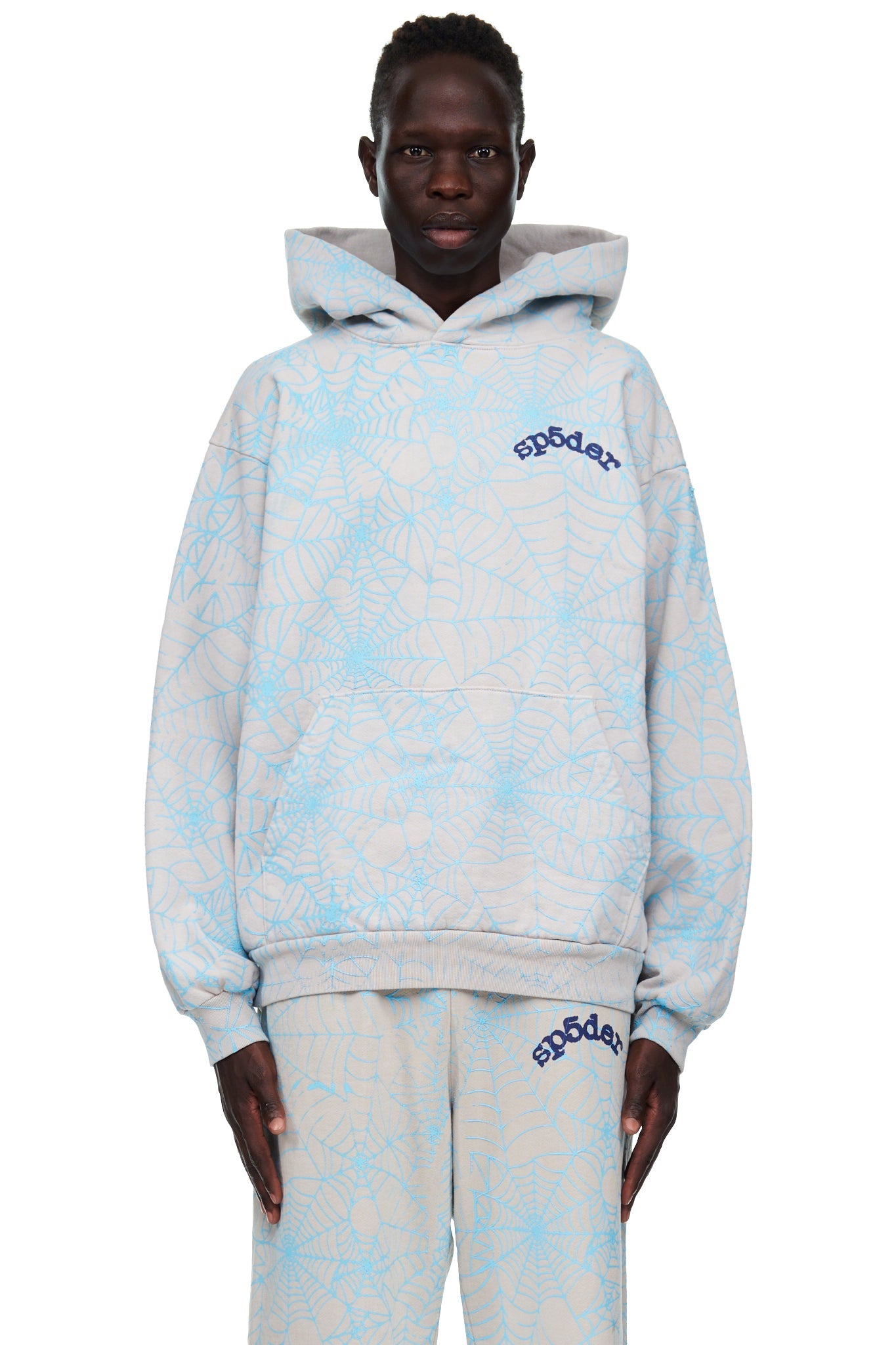 SP5DER AOP Web Hoodie – Grey - Detail View 2