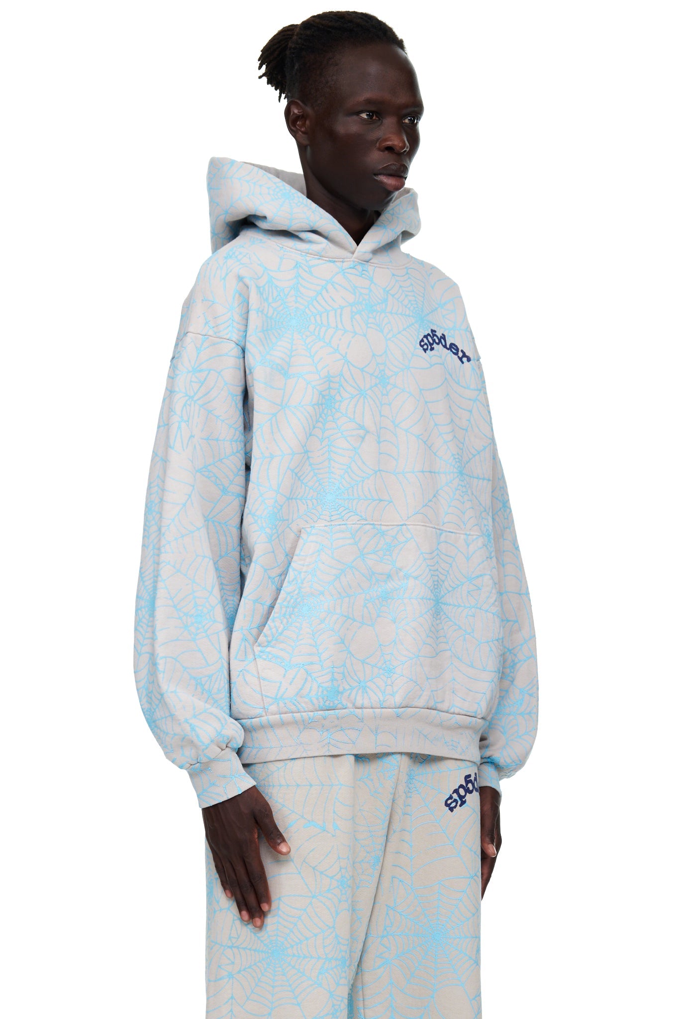 SP5DER AOP Web Hoodie – Grey - Detail View 3