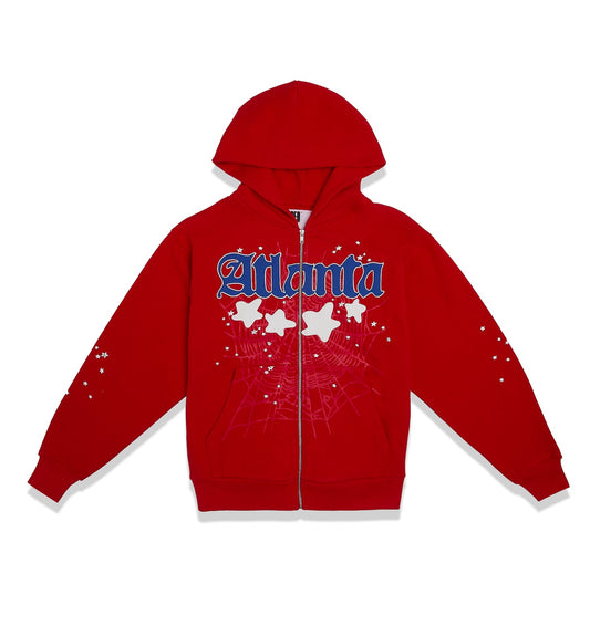 SP5DER Atlanta Full-Zip Hoodie – Red - Front View