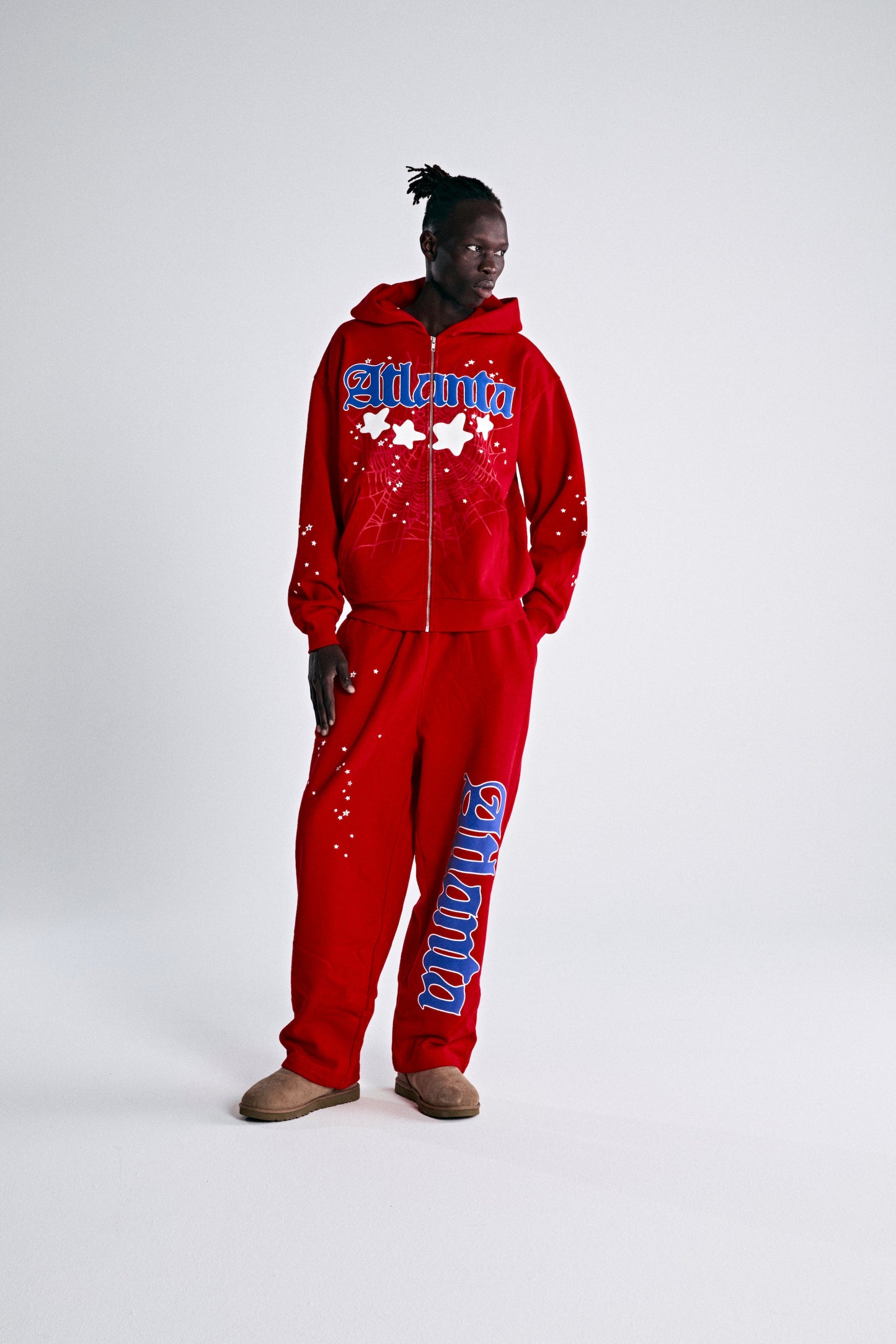 SP5DER Atlanta Open Leg Sweatpant in Red