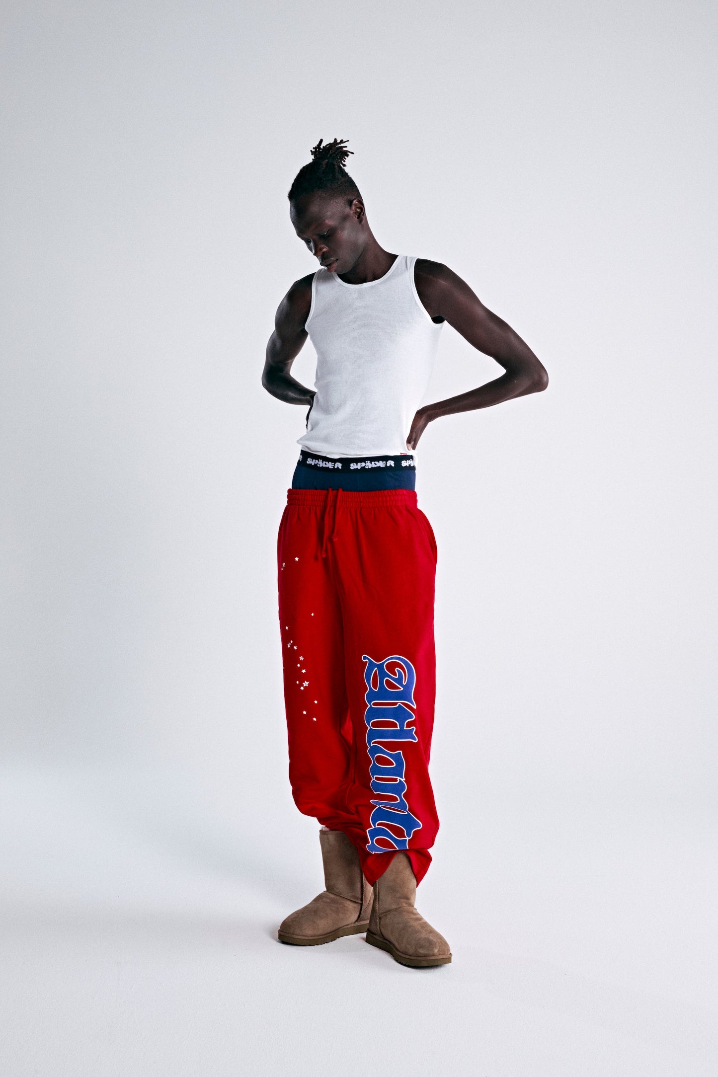 SP5DER Atlanta Open Leg Sweatpant in Red