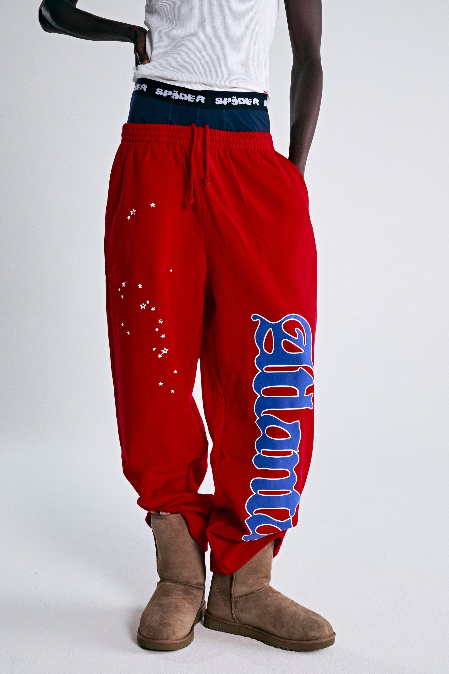 SP5DER Atlanta Open Leg Sweatpant in Red