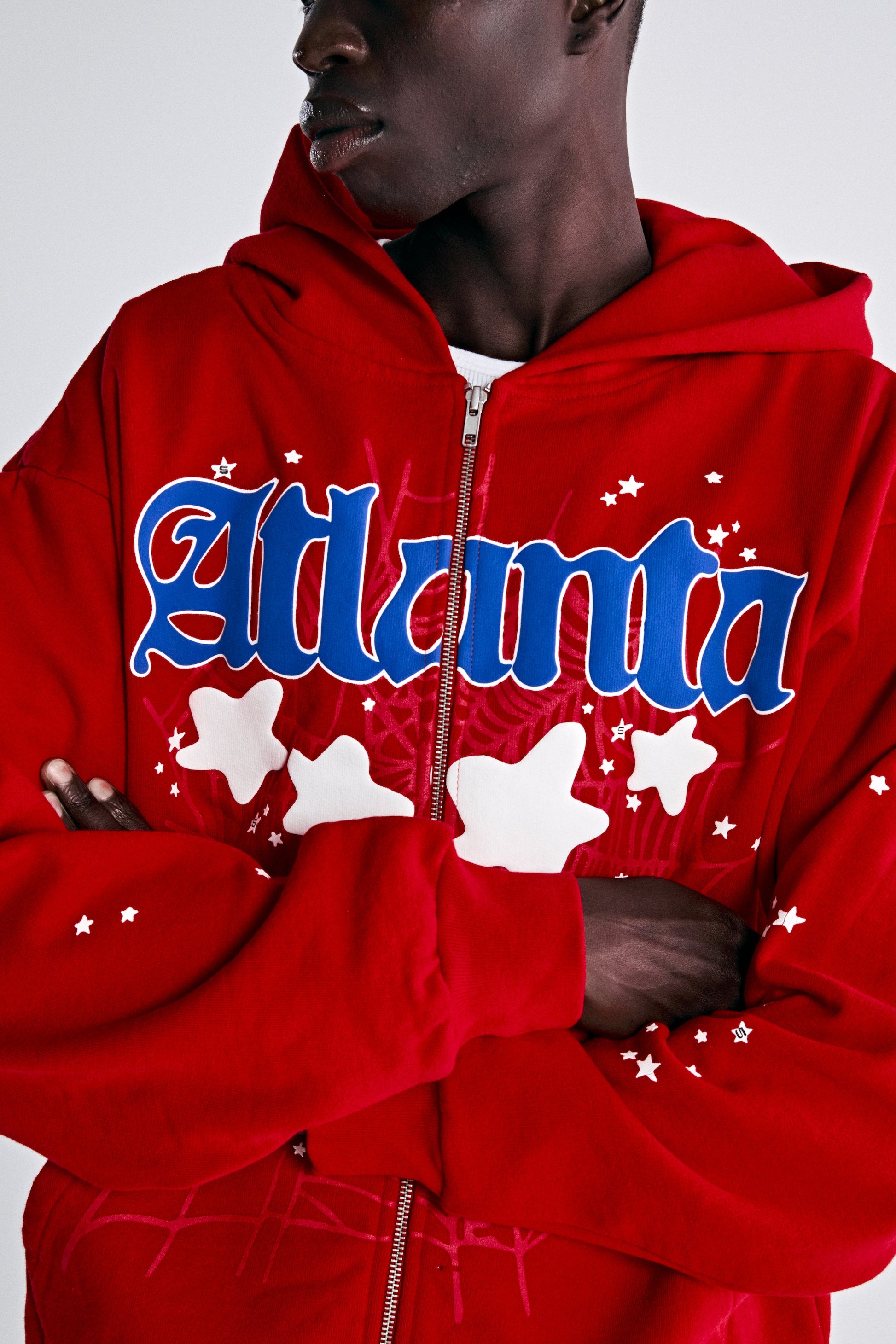 SP5DER Atlanta Full-Zip Hoodie – Red - Detail View 4