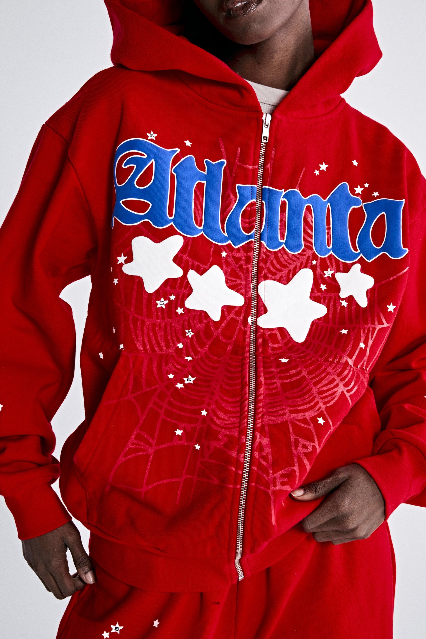SP5DER Atlanta Full-Zip Hoodie – Red - Detail View 5