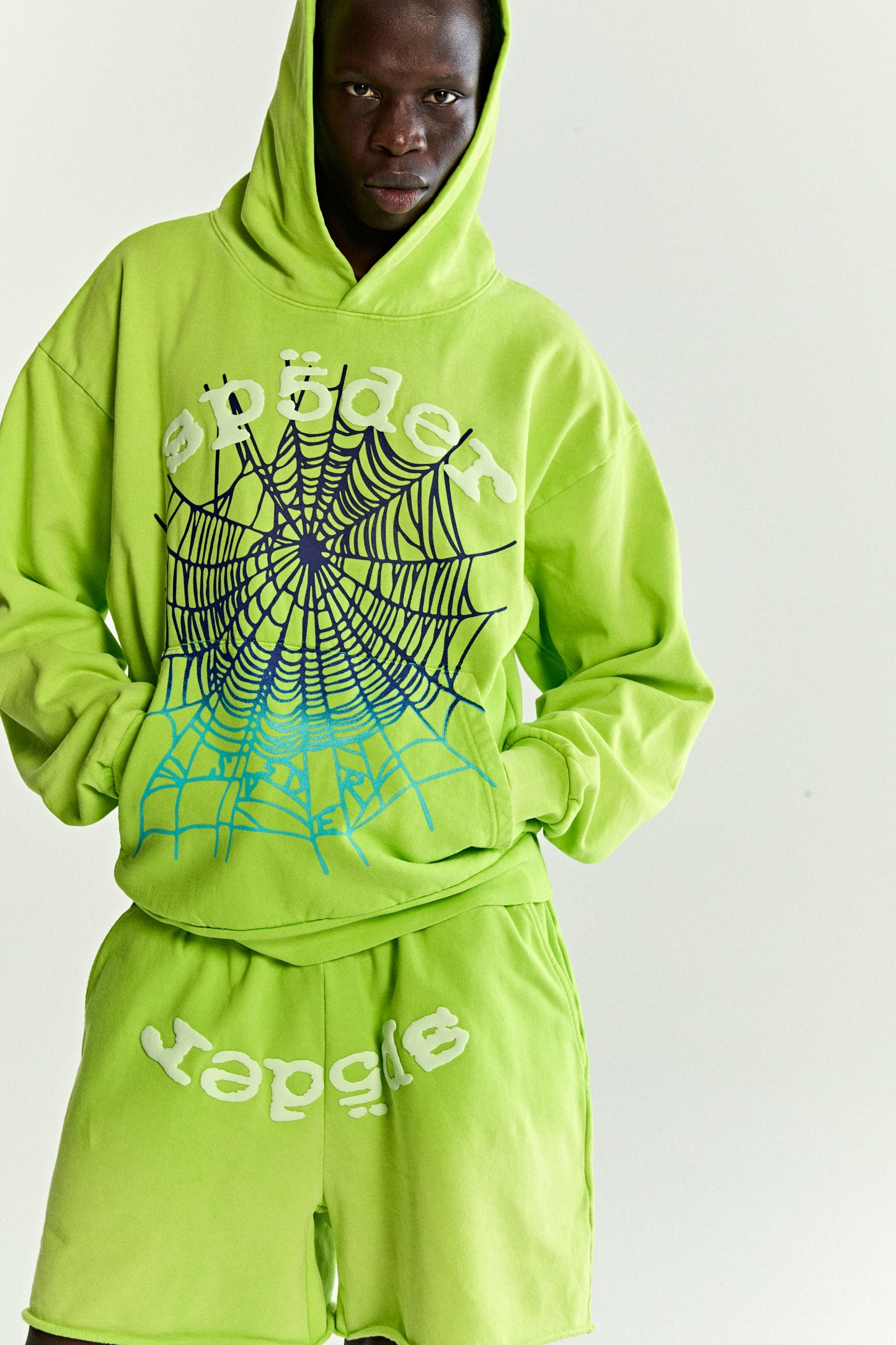 SP5DER OG Web V2 Gradient Hoodie - Acid Green - Detail View 13