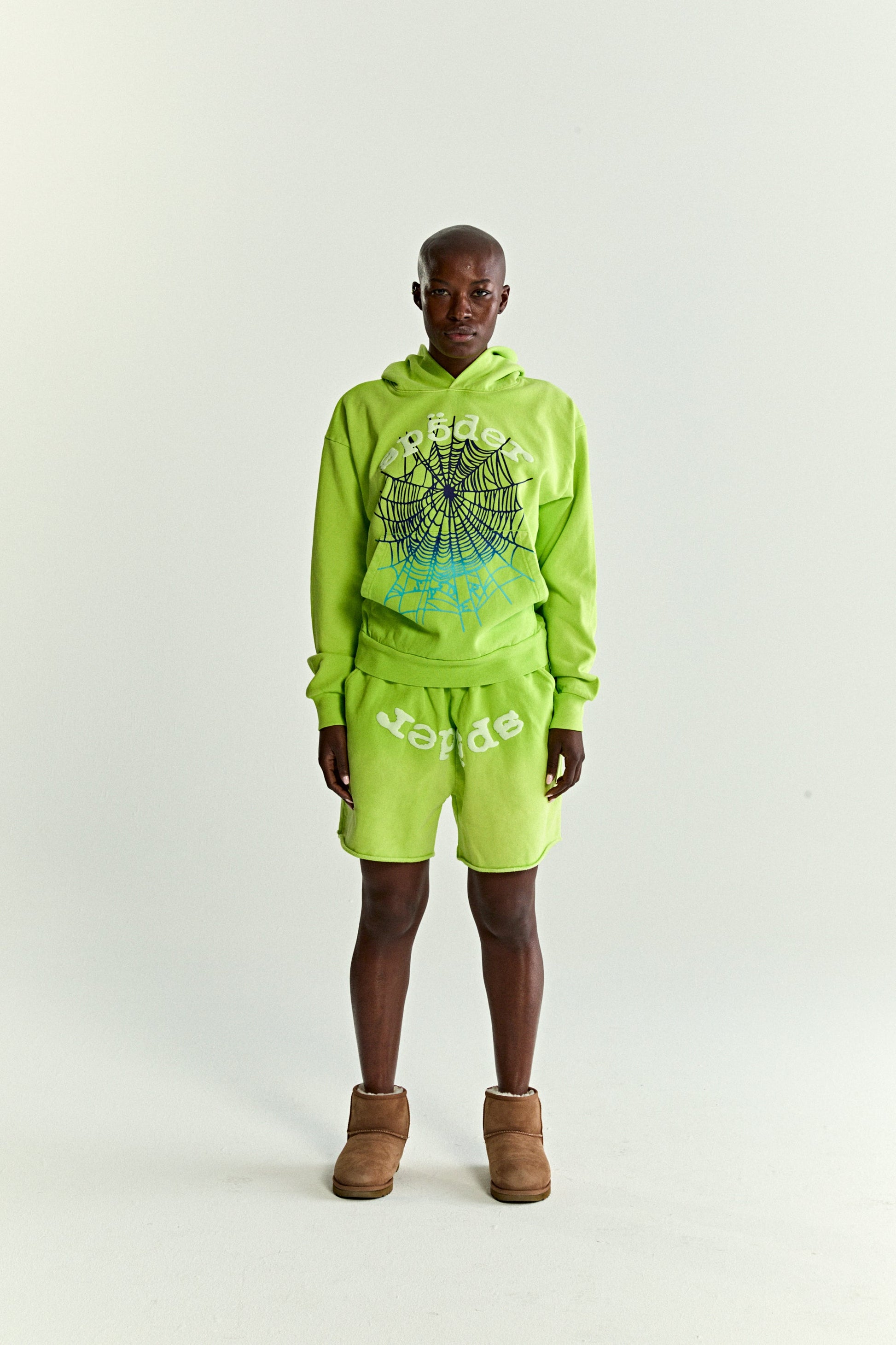 SP5DER OG Web V2 Gradient Hoodie - Acid Green - Detail View 6