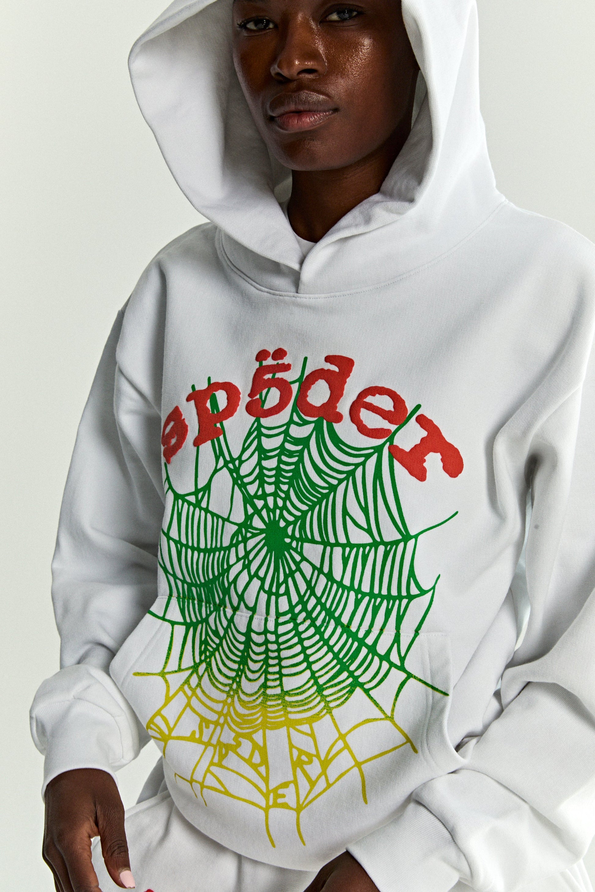 SP5DER OG Web V2 Gradient Hoodie – White - Detail View 14
