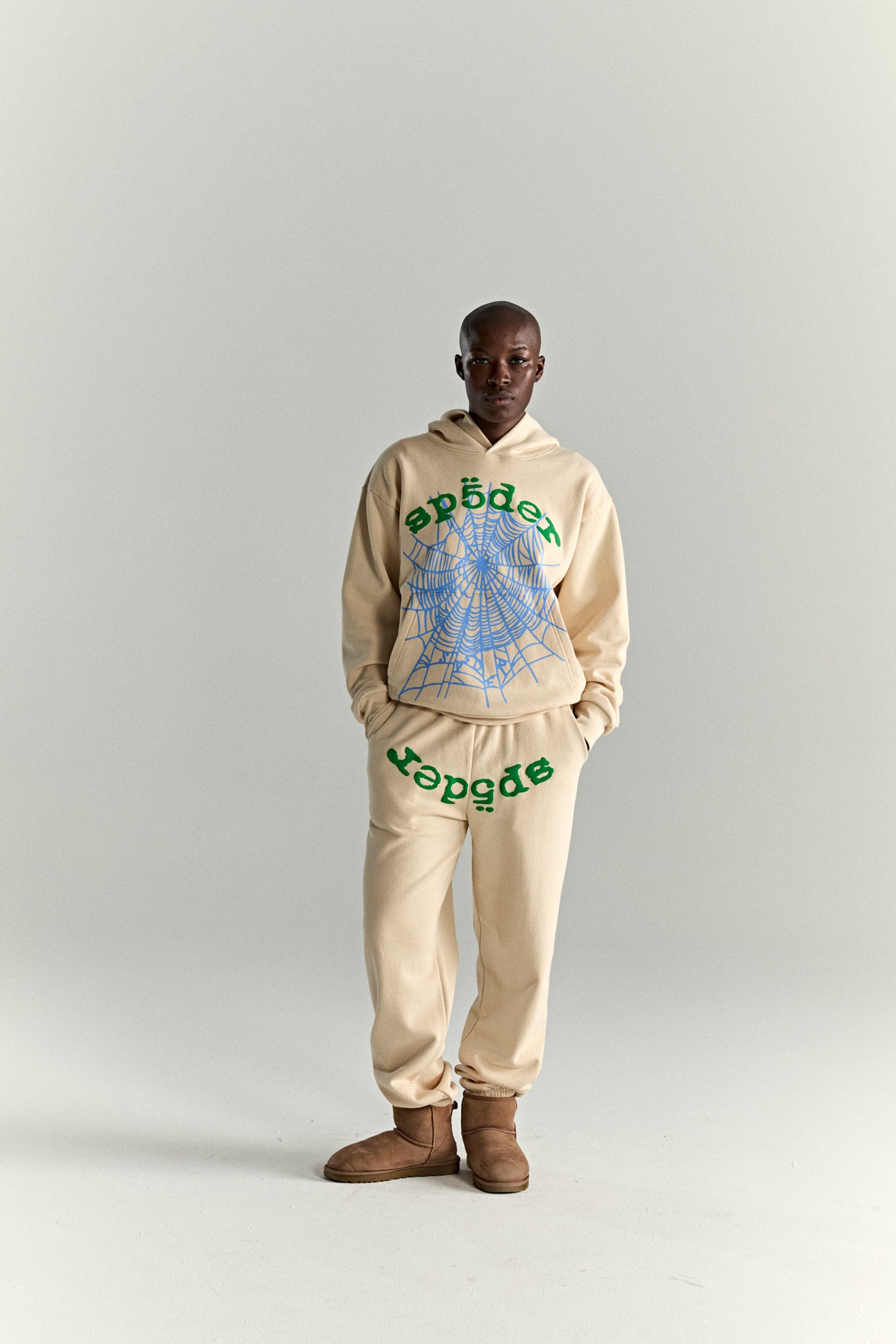 SP5DER OG Web V2 Hoodie - Cream - Detail View 6