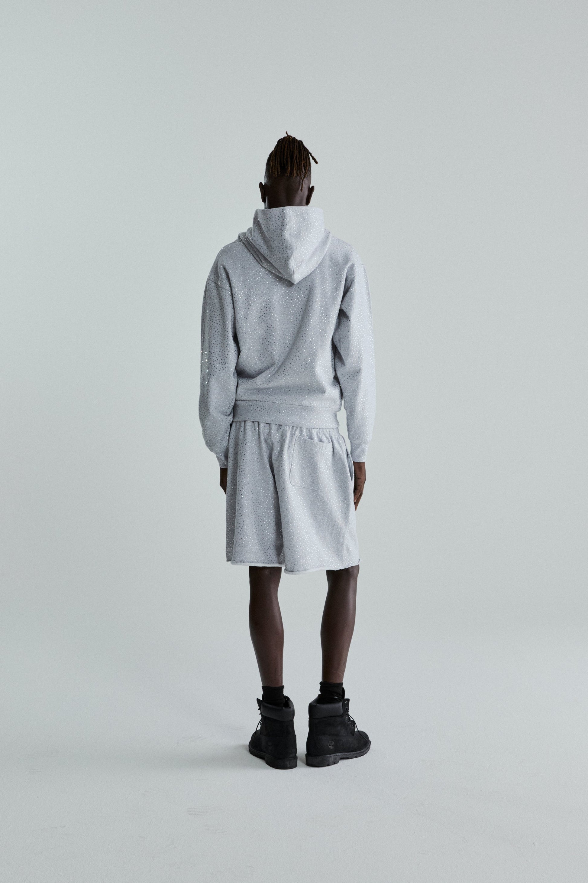 SP5DER VVS Rhinestone Hoodie - Heather Grey - Detail View 11
