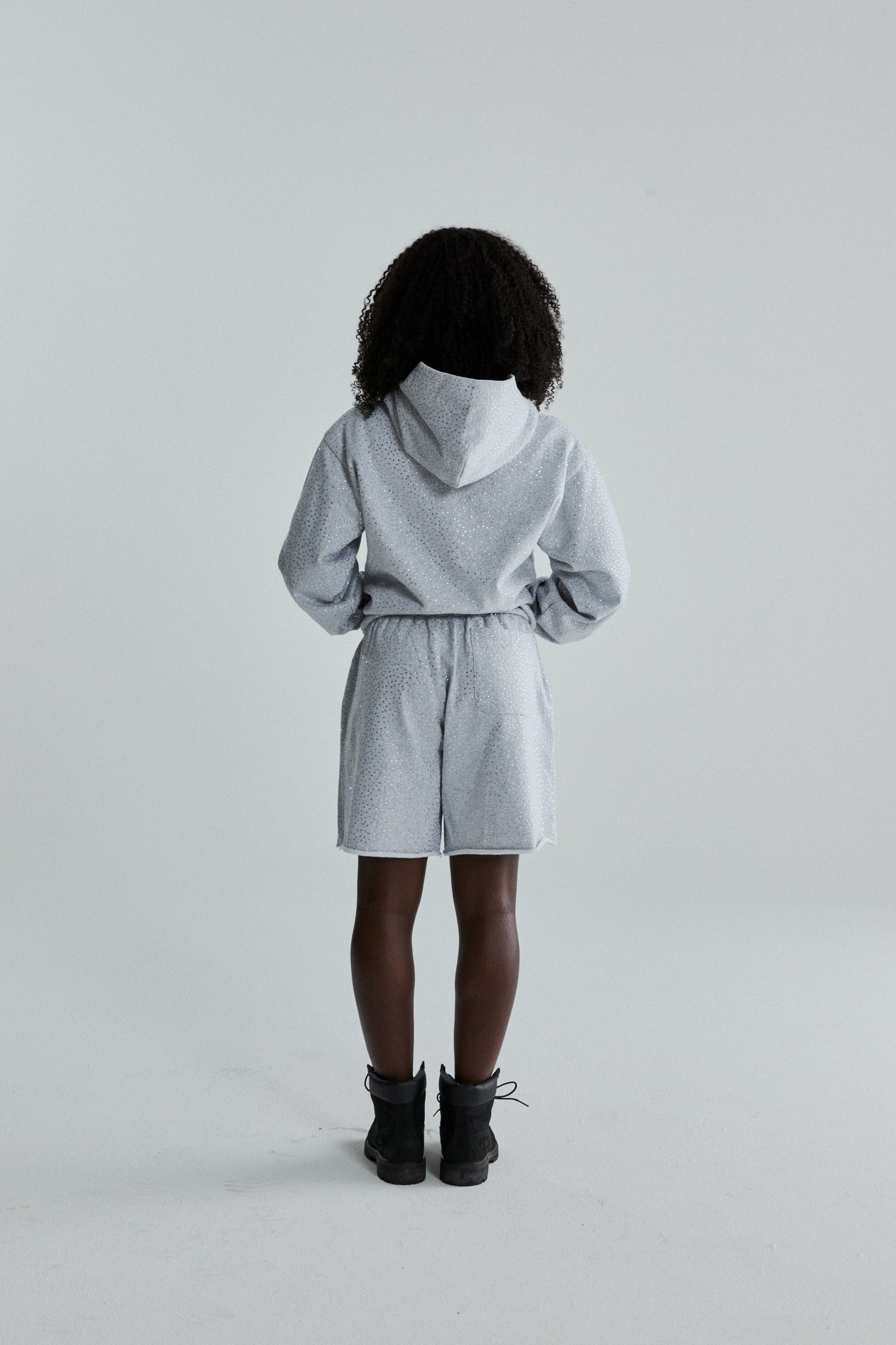 SP5DER VVS Rhinestone Hoodie - Heather Grey - Detail View 12