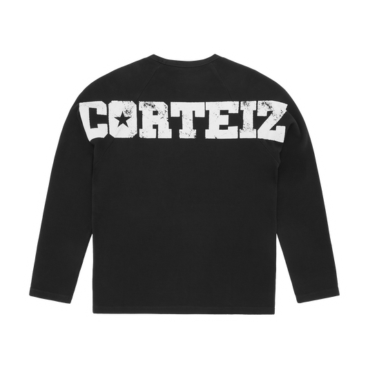 Corteiz Star Raglan Waffle Thermal Shirt - Black