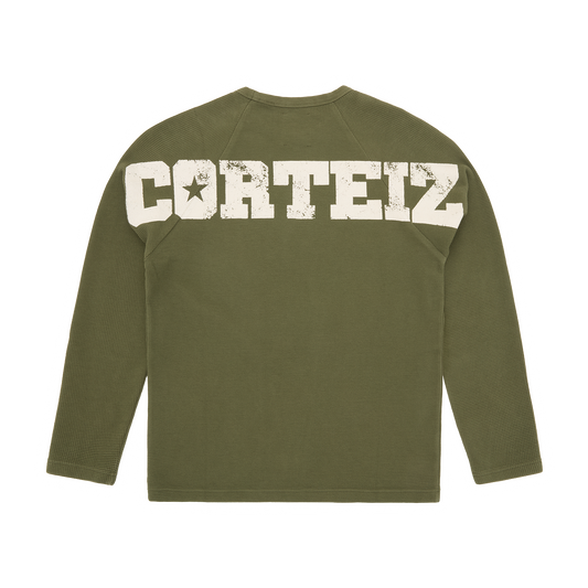 Corteiz Star Raglan Waffle Thermal Shirt - Olive
