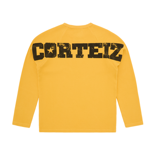 Corteiz Star Raglan Waffle Thermal Shirt - Yellow
