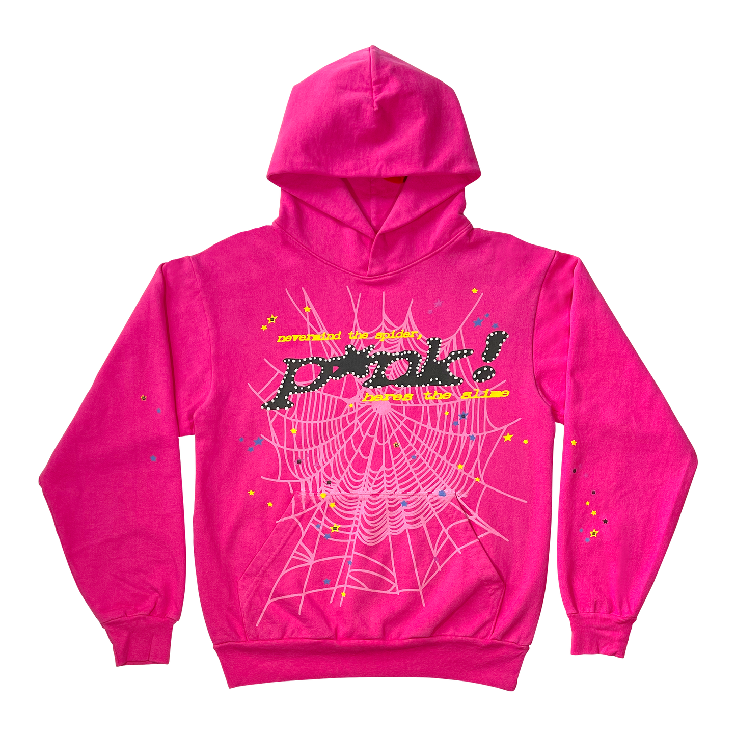 SP5DER OG Punk Graphic Hoodie – Pink - Front View