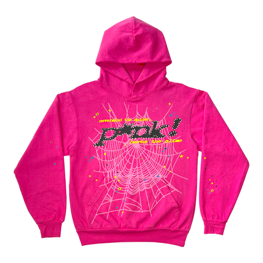 SP5DER OG Punk Graphic Hoodie – Pink - Front View