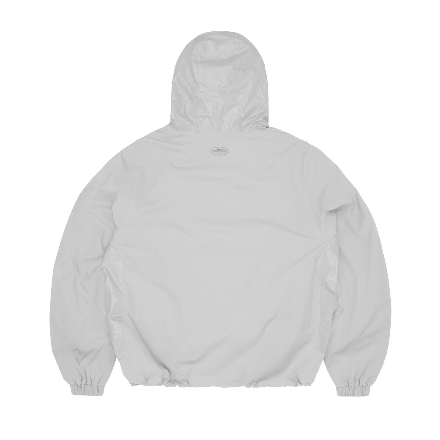 Corteiz Grey Nylon Litework Quattro Jacket, back view showing side panel detailing