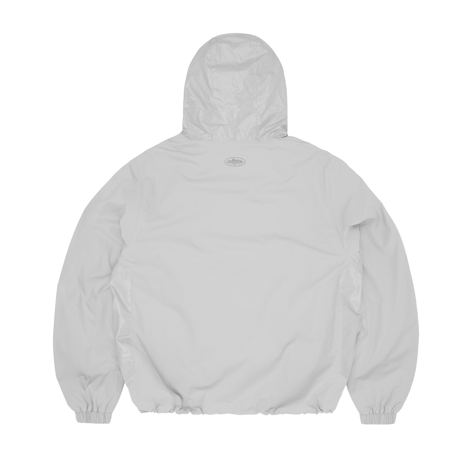 Corteiz Grey Nylon Litework Quattro Jacket, back view showing side panel detailing