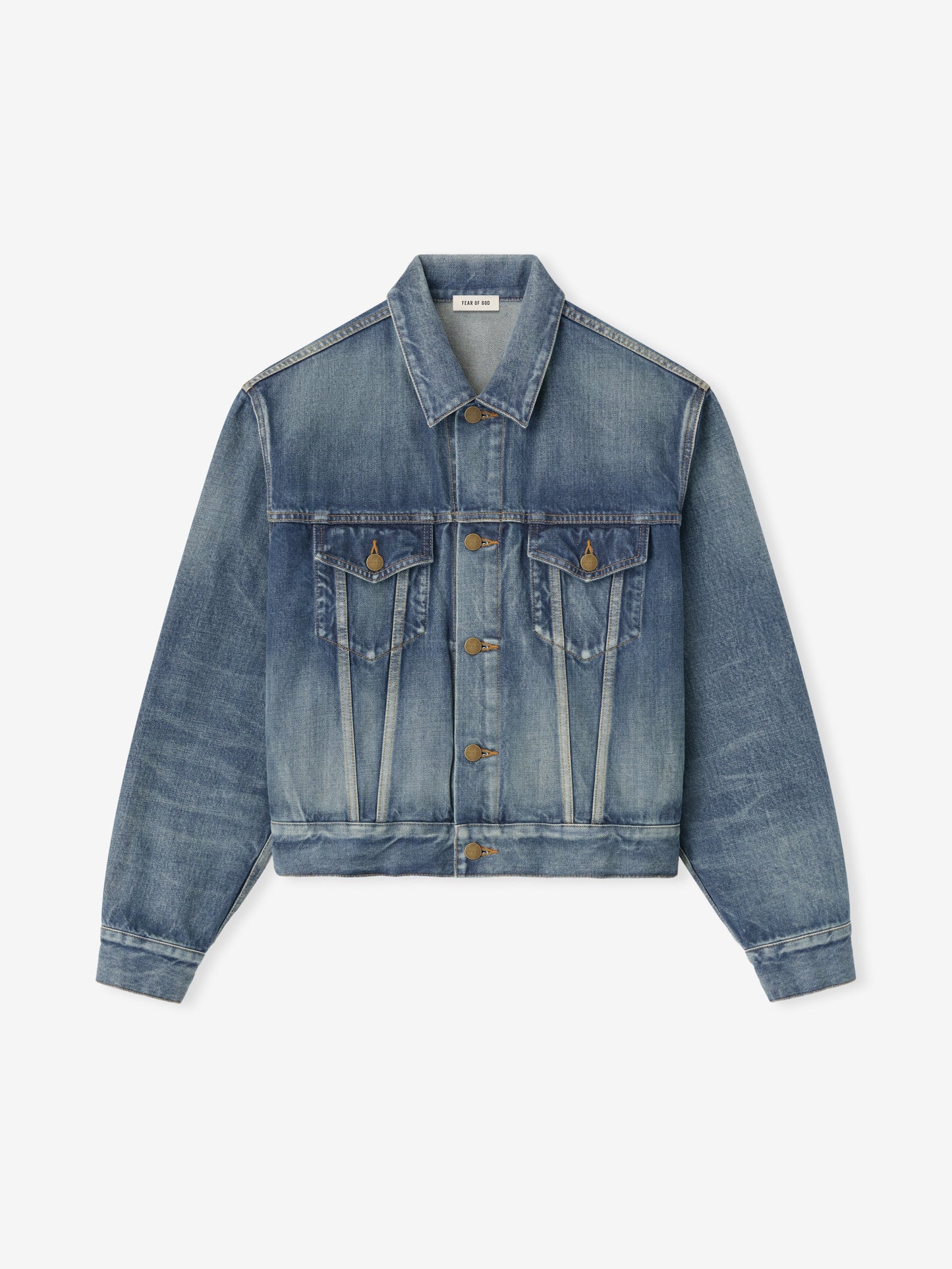 Fear of God Denim Trucker Jacket – Mid Indigo, Men's Cropped Fit