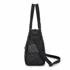 Black backpack with straps on a white background
