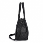 Black backpack with straps on a white background