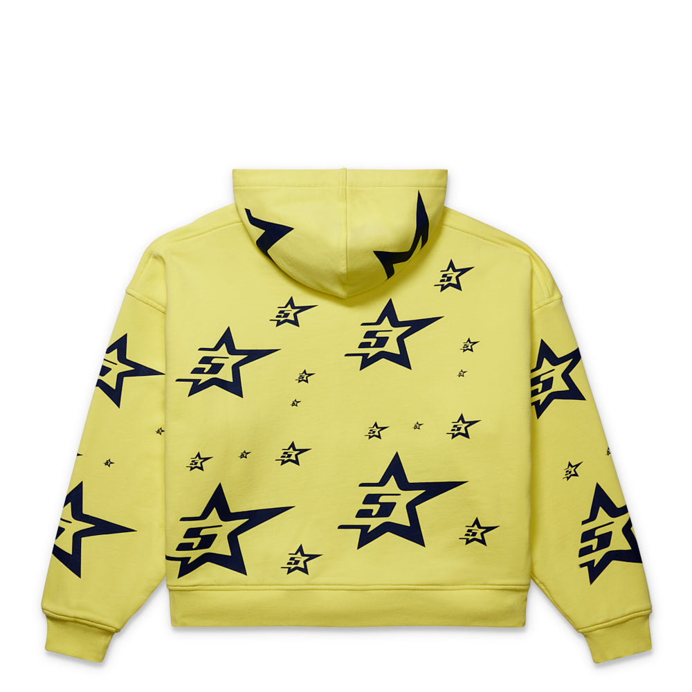 SP5DER Yellow Double-Layer 5-Star Zip Hoodie - Back View