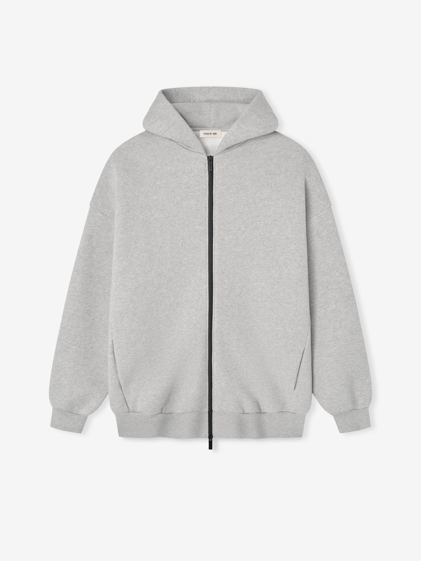 Fear of God Athletics Full-Zip Hoodie – Melange Grey, Men's Cotton Blend Fleece
