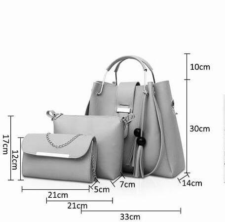 Bag It Alexa 3-Piece Vegan Leather Handbag Set - Brown