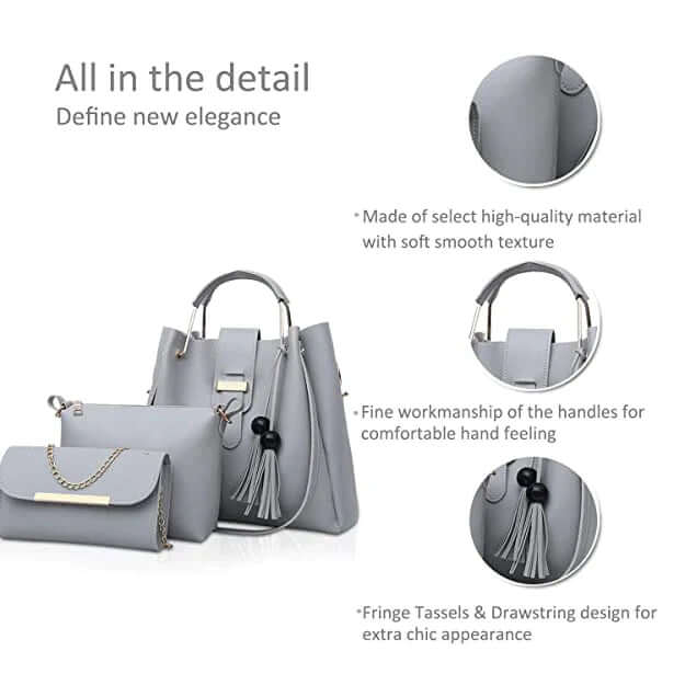 Bag It Alexa 3-Piece Vegan Leather Handbag Set - Brown