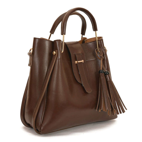 Bag It Alexa 3-Piece Vegan Leather Handbag Set - Chocolate Brown