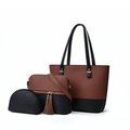 Bag It Grace Two-Tone Handbag - Brown and Black Vegan Leather