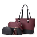 Bag It Grace Two-Tone Handbag - Maroon and Black Vegan Leather