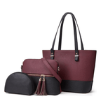 Bag It Grace Two-Tone Handbag - Maroon and Black Vegan Leather