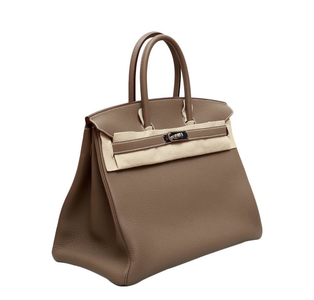 Hermes Birkin 35 Etoupe Togo Leather Palladium Hardware