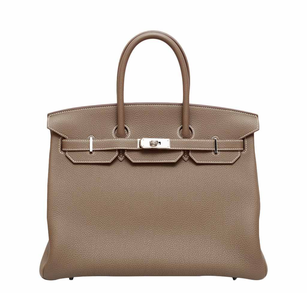 Hermes Birkin 35 Etoupe Togo Leather Palladium Hardware