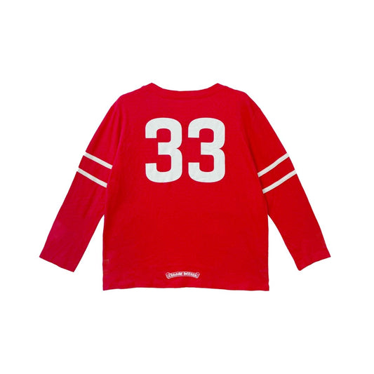 Chrome Hearts Red 33 Horseshoe Logo Long Sleeve T Shirt - front view