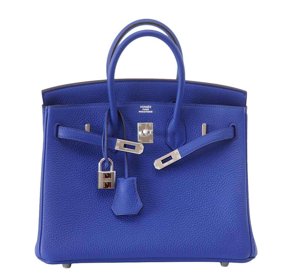 Hermes Birkin 25 Bleu Electric Togo Leather Palladium Hardware